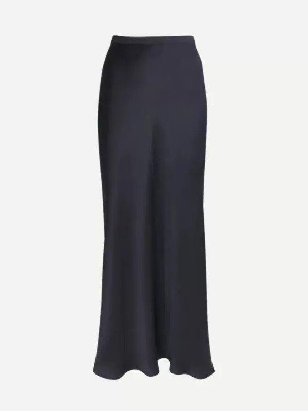 Anine Bing Bar Silk Maxi Skirt in Night Navy