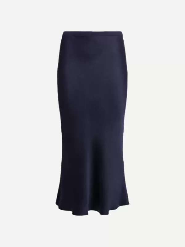 Anine Bing Bar Silk Skirt in Navy