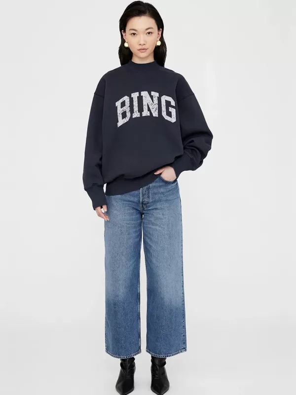 Anine Bing Bradie Sweatshirt Bing in Navy