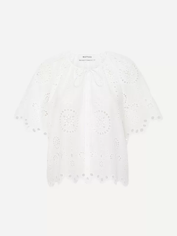 Matteau Broderie Blouse in White