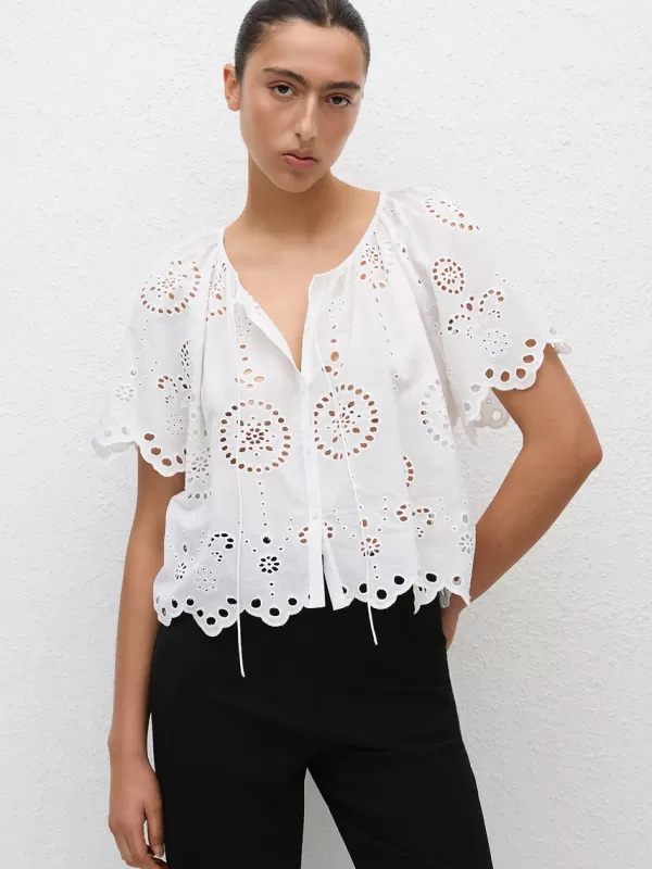 Matteau Broderie Blouse in White