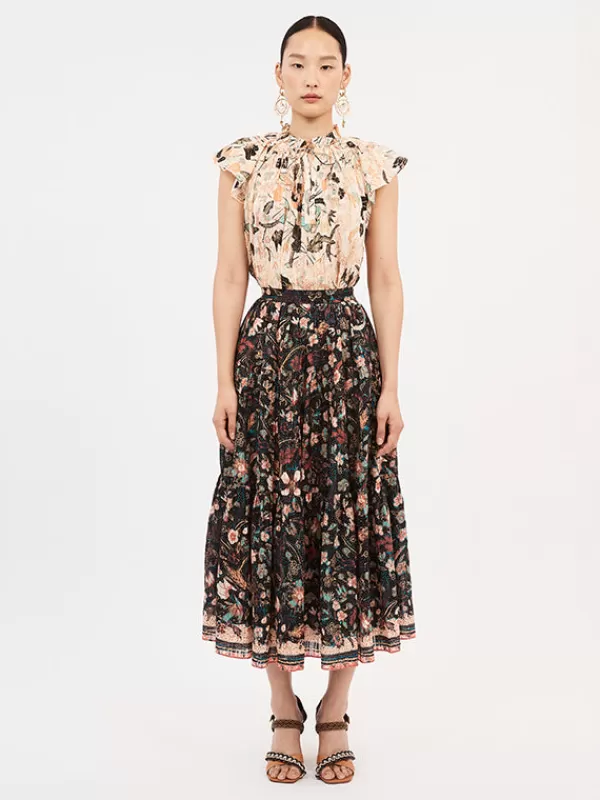 Ulla Johnson Cambrie skirt in Obsidian Botanica