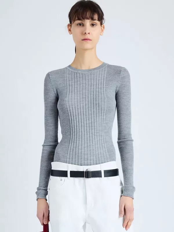 Proenza Schouler Cassidy Sweater in Light Grey Melange