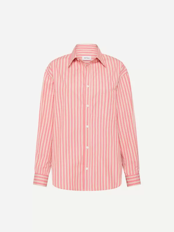 Matteau Classic Stripe Shirt in Rose Stripe