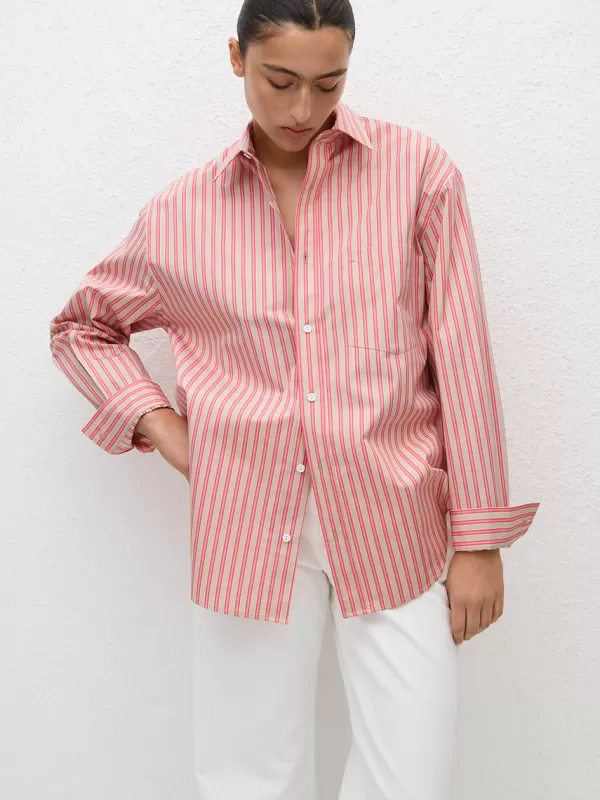 Matteau Classic Stripe Shirt in Rose Stripe