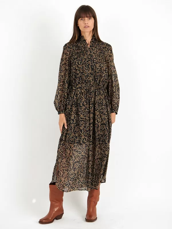 Marant Etoile Dalida Dress in Black/Ochre