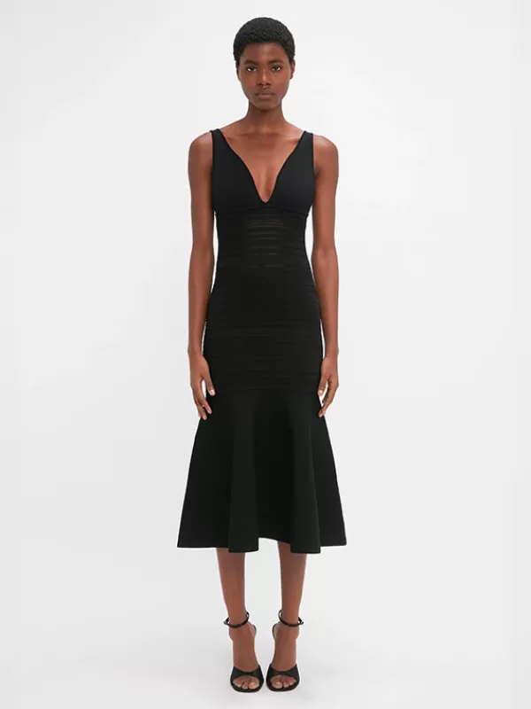 VICTORIA BECKHAM Frame Detail Sleeveless Dress in Black