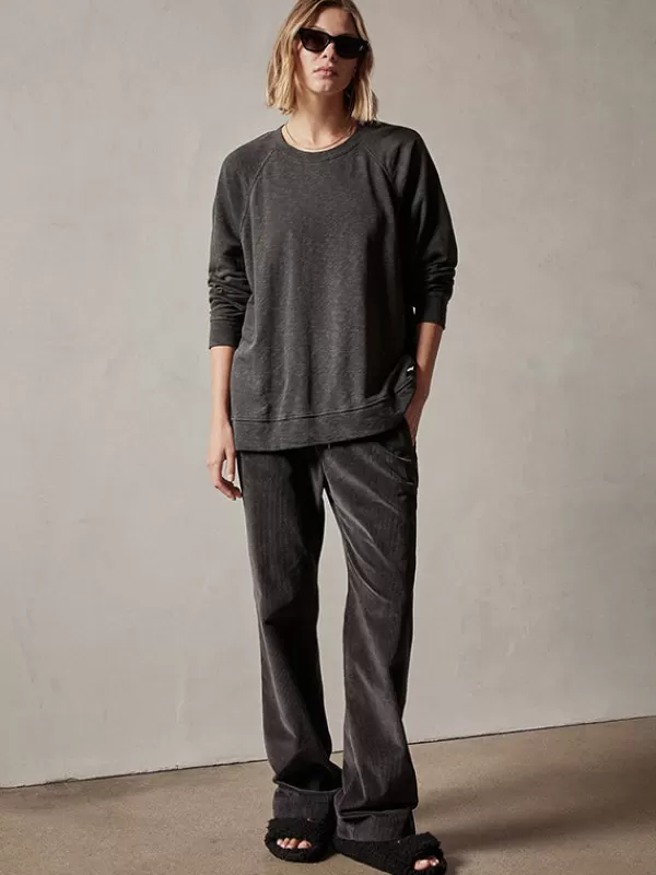 James Perse French Terry Relaxed Sweatshirt in Carbon Pigment