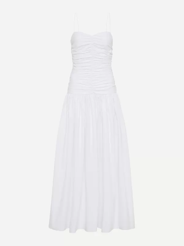 Matteau Gathered Drop Waist Dress in White