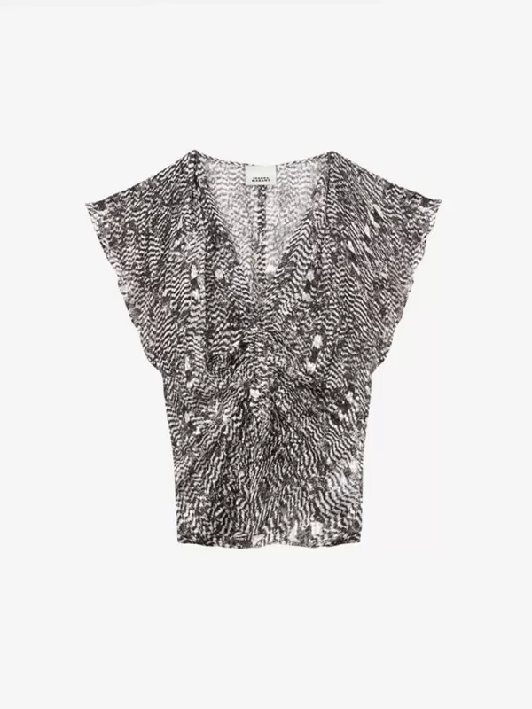 Isabel Marant Lonea Top in Black/Ecru