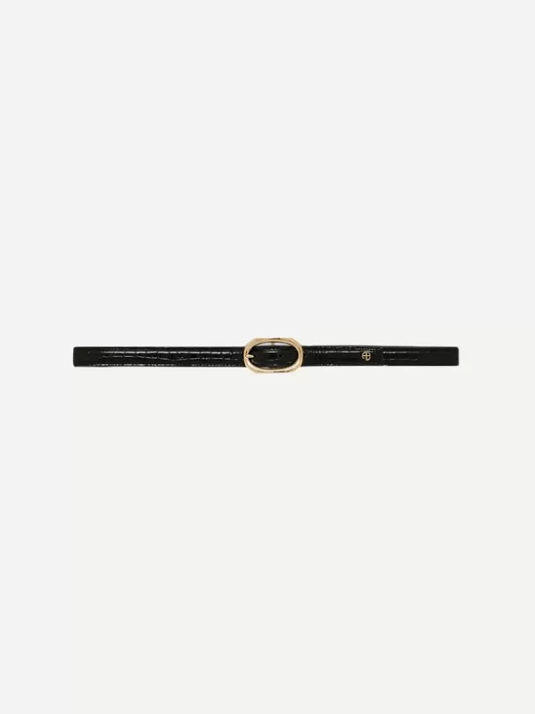 Anine Bing Mara Belt in Black Embossed