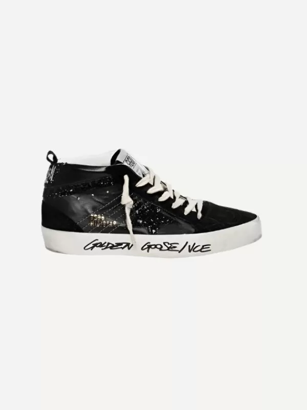 GOLDEN GOOSE Mid Star Black Glitter Star