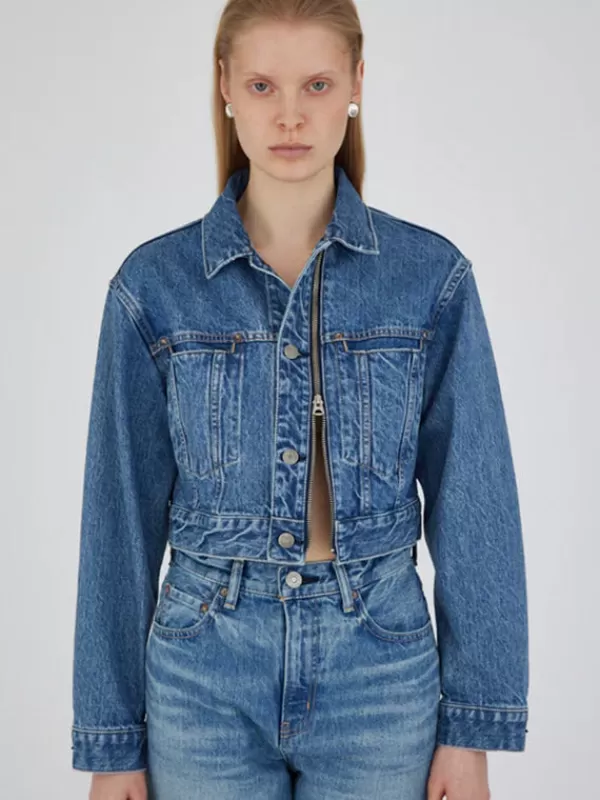 MOUSSY VINTAGE MV Bayview Denim Zip Cropped Jacket