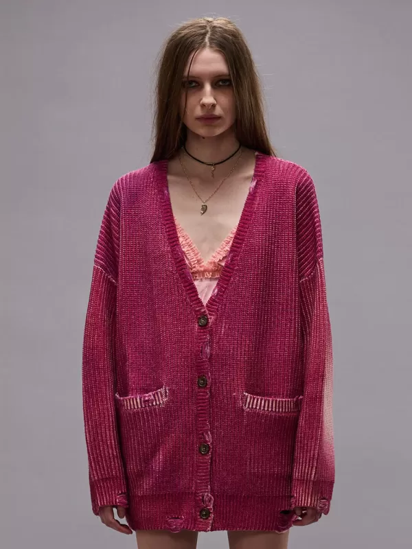 R13 Oversized Cardigan in Raspberry Print