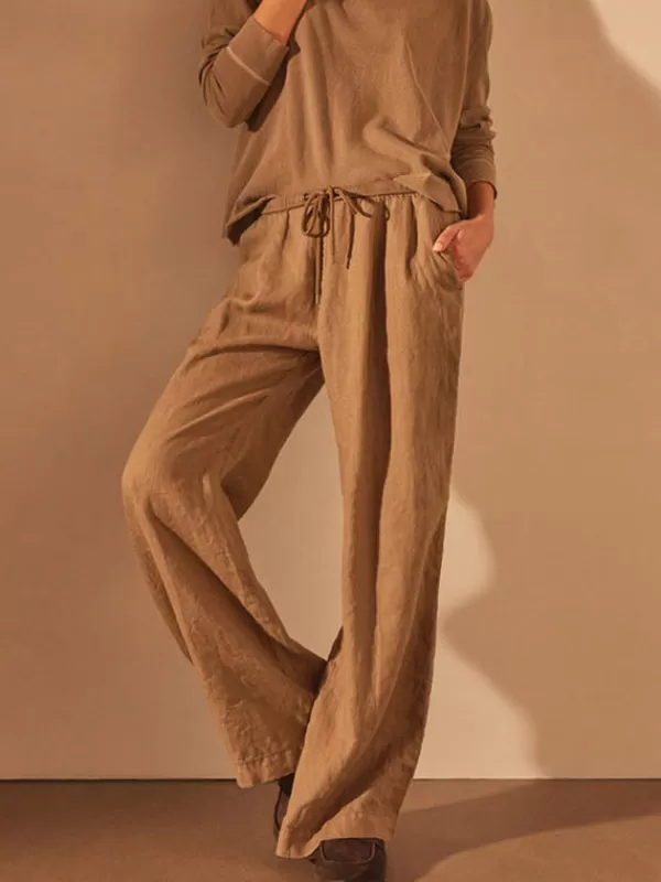 James Perse Relaxed Wide Leg Pant in Cashew Pigment